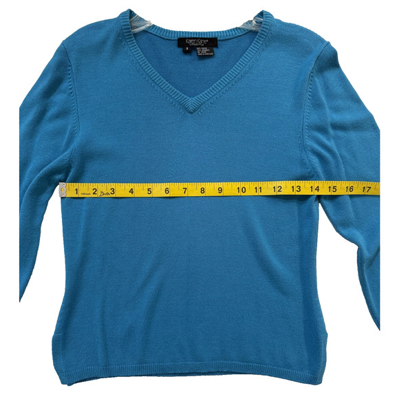 Karen Kane Sweater Set Womens Small Teal Twinset V Neck Pullover + Tank Silk - Picture 7 of 8
